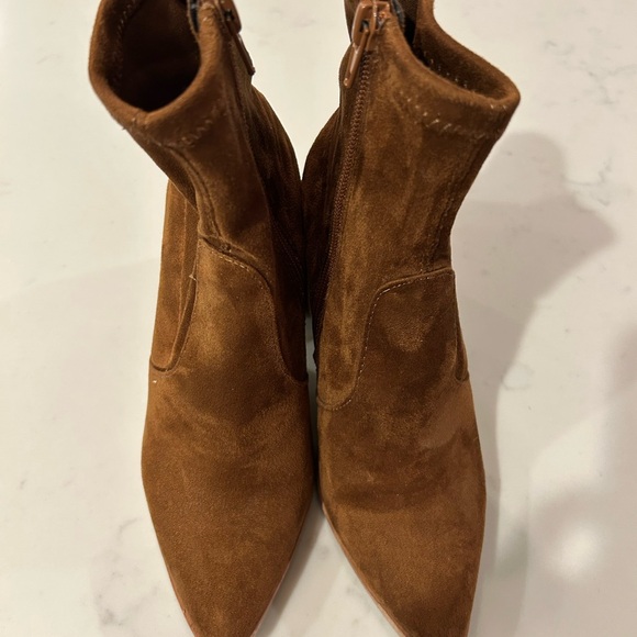 Steve Madden Tan Suede-look Ankle Booties - Picture 1 of 6
